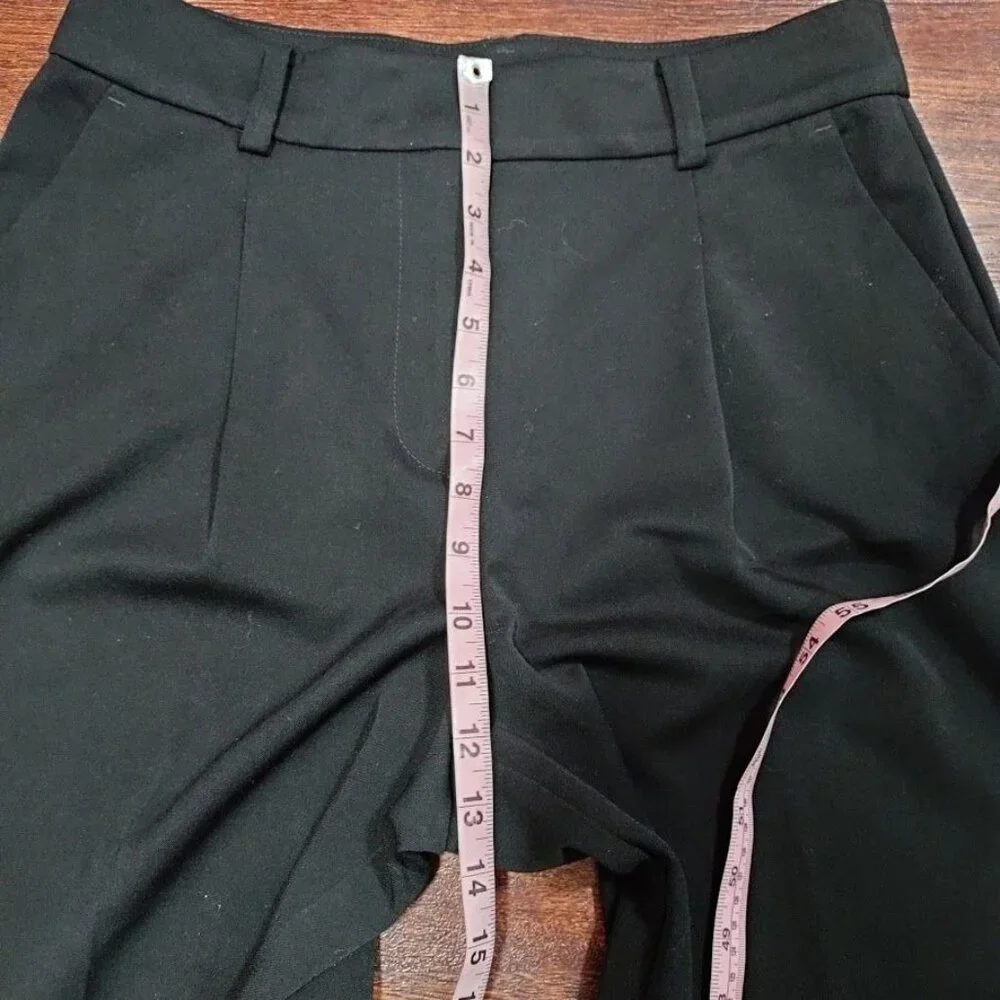 LOFT Black The Peyton Trouser Sleek Front Pleat Wide Leg Pants Women's Size 8 - Picture 9 of 11